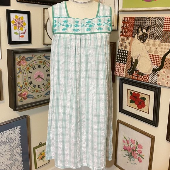 Vermont Country Store Dresses 8s Vintage Vermont Country Store Green And White 00 Cotton